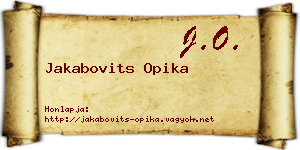 Jakabovits Opika névjegykártya